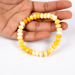 Bracelet de perles de Rondelle lisse d'opale orange fait à la main de haute qualité avec bracelet élastique perlé en pierre naturelle pour une utilisation à des fins de cadeau - Product Image 5