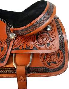 Conjunto de Silla de Montar Premium para Caballo Occidental, Asiento Cómodo, Cuero Vacuno Natural, Cuero Genuino, Hecho a Mano, para Senderismo y Carreras - Product Image 5