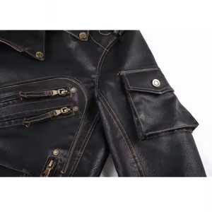 Veste en cuir pour hommes de haute qualité en gros avec logo personnalisé veste en cuir pour hommes de moto classique 100% veste en cuir véritable - Product Image 2