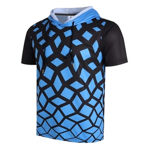 Sublimación de los hombres sudaderas con capucha de manga corta Dry Fit ligero suave con capucha camiseta atlética pulóver Tops sudaderas con capucha sublimadas - Product Image 1