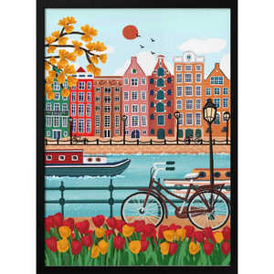 Amsterdam Charm <b>Poster</b> Canal-Side Image on Quality Paper for Wall Display - Product Image 2