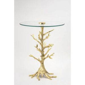 Table basse en aluminium finement travaillée avec thème floral orné et verre durable idéal pour les espaces de vie spacieux - Product Image 6