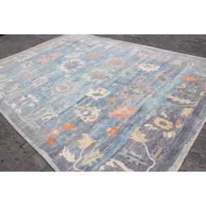Alfombra Turca de 9.8x14 pies, Alfombra Vintage, Alfombra de Lana Azul Abstracta - Product Image 2