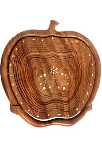 ตะกร้าผักผลไม้ทำด้วยมือทำจากไม้รูปทรงแอปเปิ้ลสวยงามเทคนิคแกะสลักโต๊ะในครัวพับได้ตกแต่งตู้เสื้อผ้า - Product Image 2