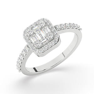 Anillo de compromiso de racimo de diamantes cultivados en laboratorio Anillos de diamantes elegantes y únicos Anillo de Bodas de halo de diamantes Anillo de oro blanco/amarillo/rosa - Product Image 1