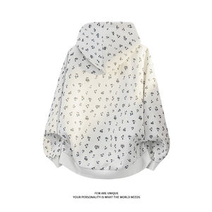 Sudadera con Capucha de Invierno Gruesa y Holgada con Media Cremallera y Estampado Personalizado en Relieve, Teñido Liso, Poliéster/Algodón - Product Image 5