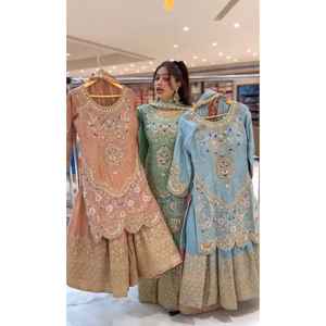 Nouvelle collection de designers modernes, vêtements de fête pour femmes indiennes/pakistanaises, RADHE EXPORTS, salwar kameez, travail de séquence brodé, rapide - Product Image 1