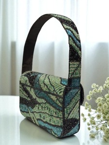 Sac baguette perlé floral avec poignée - Sac à bandoulière fait main, sac à main brodé indien, travail perlé coloré - Product Image 4