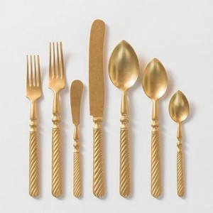Cubiertos de acero inoxidable de estilo clásico superventas, juego de cubiertos dorados, juego de cubiertos de acero inoxidable para restaurante en casa - Product Image 2