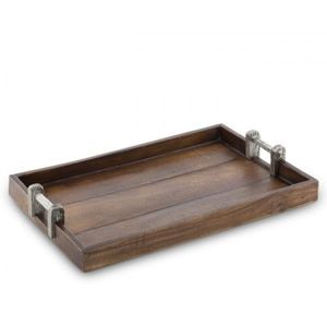 Bandeja de diseño personalizado de la mejor calidad OEM ODM Madera de mango con asas de metal para hoteles Servicio de camareros Bandejas de almacenamiento de alimentos - Product Image 6