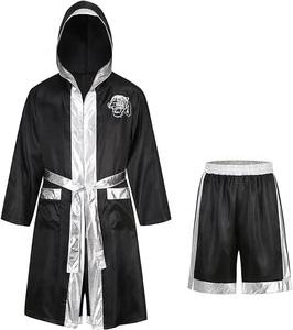 Robe assortie avec capuche Tenue d'entraînement Robe de combat MMA Prix bon marché OEM Logo personnalisé Robe de boxe Robe de boxe KickBoxing Robe de combat de boxe - Product Image 2