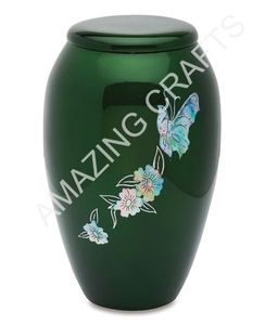 American Style Adult Ashes Funeral <b>Memorial</b> <b>Keepsake</b> Cremation Urns Royal Look Brass Metal Handmade Design Walnut Finish - Product Image 3