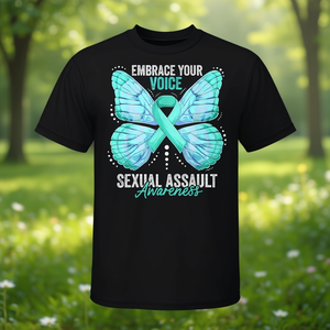Camiseta con Lazo Azul Mariposa para el Mes de Concientización sobre el Abuso Sexual, Producto Promocional Premium - Product Image 3