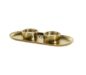 Juego de dos servidores de chocolates de ratán y acero con bandeja de hierro Servidor de postres de dulces de forma redonda hecho a mano - Product Image 2