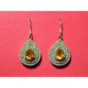 Boucle d'oreille en argent sterling 925 Citrine naturelle CZ bijoux en cristal à facettes pour filles et femmes article cadeau - Product Image 2