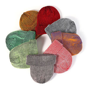 Thick <b>Strip</b> Winter Knitted Caps Custom Beanie jacquard Knit <b>Hats</b> Winter Acrylic <b>Hat</b> Warm Curly <b>Hat</b> Two Toned Striped Beanies - Product Image 1