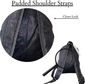 Sac à dos d'école de cheerleading personnalisé, grand, classique, de loisirs, imperméable, scintillant, noir pailleté, sacs de sport - Product Image 4