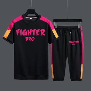 Nouveauté T-shirts et shorts d'été à manches courtes pour hommes Ensemble double de couleurs contrastées pour hommes Ensembles jumeaux pour adultes OEM - Product Image 6