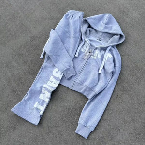 Nouveau Hip-hop Streetwear hommes costume haute rue décontracté rétro lettre imprimer Streetwear survêtement chaud tendance fermeture éclair à capuche 2025 - Product Image 1