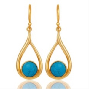 Pendientes de plata de ley 925 con gema turquesa, novedad - Product Image 1