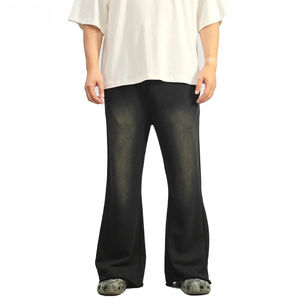 กางเกงขาบานสำหรับผู้ชายกางเกงฟอกผ้าคอตตอนฟอกซีดกันแดดเสื้อทรงบานคุณภาพสูงโลโก้ตามสั่ง - Product Image 2