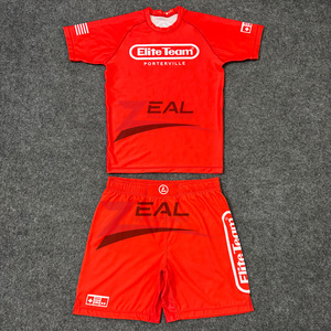 custom no gi set <b>rash</b> <b>guards</b> mma shorts sets sublimation printing grappling <b>bjj</b> mma shorts <b>rash</b> <b>guards</b> sets made in pakistan - Product Image 1