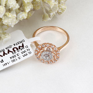 Bijoux fins bague 14k or Rose naturel brillant coupe ronde diamant à la main ensemble de broches en forme de fleur bague pour femmes pour la vente en gros - Product Image 2