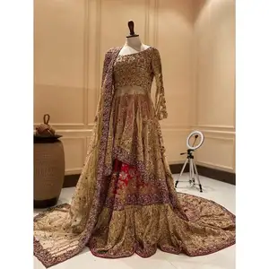 Receptie Lehenga Choli Jurk Voor Pakistaanse Bruid Bruids Zware Lehenga Aanpassen Jurk Aziatische Bruid Trouwdag Jurk 2022 India
