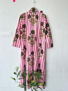 ชุดเดรสผ้าฝ้ายแท้พิมพ์ลายดอกไม้, ชุดเดรสยาวถึงพื้นยาวเอวธรรมชาติสำหรับฤดูร้อน - Product Image 5