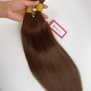 Lujo 100% Extensiones de cabello humano vietnamita Sin cortar Suelto a granel Marrón oscuro #4 100g Doble dibujado Cabello a granel Sin trama - Product Image 2