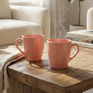 Juego de Tazas de Café de Cerámica Rosa Coral, Diseño Minimalista, Aptas para Lavavajillas, Incluye Cuchara, para Regalos Promocionales - Product Image 1