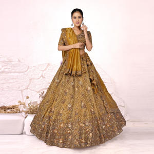 Twill <b>Net</b> Embroidered Lehenga Choli with <b>Dupatta</b> | Indian Bridal Wedding Wear Designer Lehenga for Party, Reception & Festive - Product Image 3