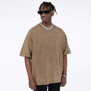 Wholesale Custom Heavyweight Men's T-shirts <b>Drop</b> Shoulder Blank Oversize-t Shirt Street 100%cotton Men's <b>Acid</b> Washed Vintage - Product Image 1