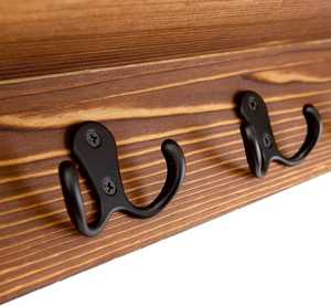 Rustic Pine Wood <b>Wall</b> Mounted <b>Key</b> Holder with Mail Shelf and 5 Hooks Multifunctional Organizer <b>Rack</b> <b>for</b> Home Decor - Product Image 3