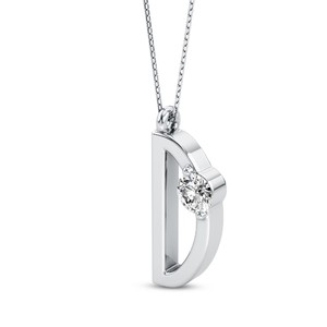 Collar con Colgante de Letra Inicial Clásica Personalizada, Diamante Cultivado en Laboratorio VVS VS EF, Plata de Ley 925 con Acabado en Oro - Product Image 2