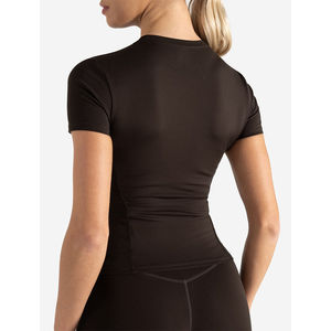 T-shirt pour femmes en vente chaude, 100% coton, extensible, manches courtes, col rond, décontracté, pour la salle de sport - Product Image 6