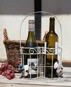 <b>Wine</b> Bottle Double Carrier Caddy Metal Two Bottles Vintage Verdigris Look <b>Wine</b> Bottle Caddy Metal - Product Image 5