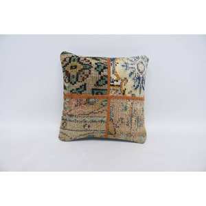 หมอนผ้าวูล Kantha 14x14นิ้วหลากสีลายวินเทจ - Product Image 1