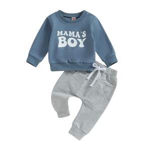 New Boys' Girls' Winter 100% Cotton Oversized Fleece Pullover <b>Sweatshirt</b> Two-Piece Set with Embroidered Digital Printing Pocket - Product Image 3