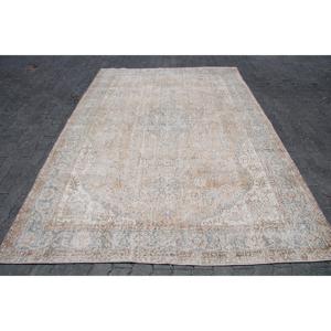 Tapis en laine vintage grand format 6,7x10,2 pieds, gris, patchwork, avec envers en latex, écologique, décoration traditionnelle pour la maison - Product Image 1