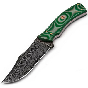 Jexmoo cuchillo de acero de Damasco hecho a mano con mango de madera de resina y Funda de cuero, regalo perfecto para acampar y cazar - Product Image 3