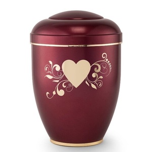 Best Quality Golden Cross Design Metal Cremation Urn For Dignified Memorial, Red Finishing Keepsake Urns for Adult Human Ashes - Product Image 2