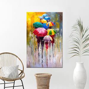 Obra de arte impresa en lienzo: elegante escena de día lluvioso para decoración del hogar, lienzo envuelto en 1 pieza - Product Image 1