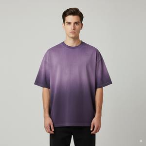 Venta caliente 320GSM Terry algodón polar logotipo personalizado de gran tamaño cuello hombro caído camisetas para hombres/mujeres venta al por mayor camiseta de invierno - Product Image 3