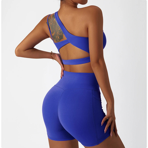 Top corto atlético de alto impacto para mujer, ropa deportiva para gimnasio de talla grande, Sujetador deportivo de Yoga Reversible transpirable, diseño de un hombro - Product Image 3