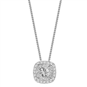 Colgante de Diamante Angular con Corte Princesa y Halo Simple, Diamante Cultivado en Laboratorio de 0.50 Ct en Platino, para Bodas y Fiestas - Product Image 1