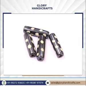 Perles de tuyau à pois en os noir 7x25mm faites à la main fournitures de fabrication de bijoux uniques pour les fêtes de Style classique pendentifs de mode breloques - Product Image 2