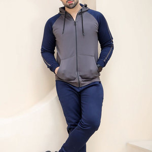 Conjunto de chándal con cremallera personalizado para hombre Sudadera con capucha deportiva informal y pantalones de chándal transpirables y ecológicos para entrenamiento de invierno - Product Image 2