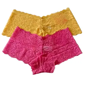 Roupa íntima de renda sexy para mulheres com strass decoração arco buraco plus size calcinha menstrual direto do fabricante Bangladesh baixo preço
