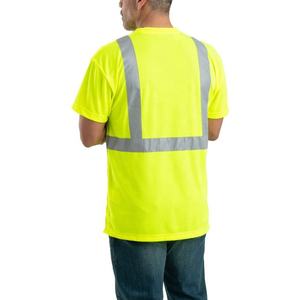 Chemise de travail à manches courtes pour hommes, personnalisée, à séchage rapide, haute visibilité, réfléchissante, verte, de sécurité, en gros - Product Image 3